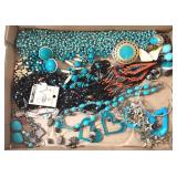 Box of Fashion Jewelry Turquoise Blue