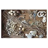 Box of Fashion Jewelry Pearls & Gold Tone
