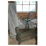Vintage Wood Ironing Board, Cart, Basket