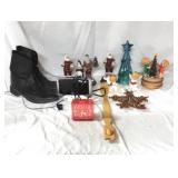 Westclox Vtg Alarm Clock, Boots, Xmas Figurines