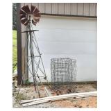 Windmill, PCV Pipe, Roll of Metal Fencing