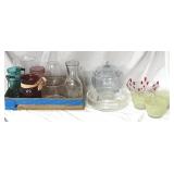Assorted Glassware Vases, Bowls, Covered Pumpkin