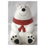 Ceramic Polar Bear Cookie Jar 9 1/4" tall