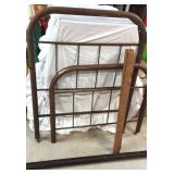 Antique Iron Twin Bed with Rails & Wood Slats