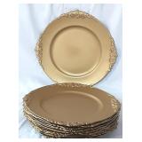 Stack of Gold Ornate Charger Plates