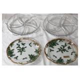 Candlewick Glass Dishes & Lefton Holly Plates