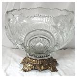L.E. Smith Glass Large Pin Wheel Punch Bowl w/Base