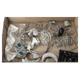 Box of Fashion Jewelry Silver Tone
