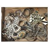 Box of Fashion Jewelry Silver Tone