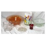 Vintage Glassware Lot Bowls, Spooner, Blown Glass
