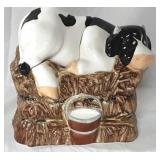 Ceramic Cow Laying on Hay Bale Cookie Jar