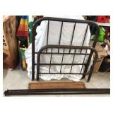 Antique Iron Twin Bed with Rails & Wood Slats