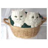 Cats in a Basket Ceramic Sewing Treats Etc.