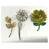Vintage Brooches Pins Roses Flowers
