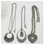 Silver Tone Necklaces Heart, Dangle, Turquoise