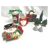 Christmas Box Lot Mugs, Dessert Plate, Trees, More