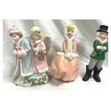 Ceramic Caroler Figurines & Angel Music Box