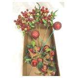 Christmas Floral Picks Red & Gold Glittery