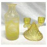 Tiffin-Franciscan Candleholder & Yellow Bottle