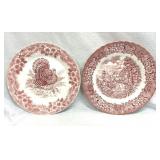 Red Transferware Dinner Plates