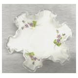 Fenton Silver Crest Violets In The Snow 6" Signed