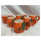 Set of 6 Pumpkin Coffee Mugs 3 3/4" Tall