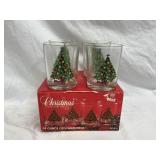 Box Set of 4 Old-Fashioned Glasses Christmas Tree