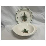 Nikko Happy Holidays Plate & Bowl Christmas Tree