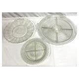 Vtg Clear Glass Divided Dish, Serving Platters