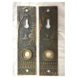 Antique Pair of Brass Door Plates