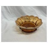 Fenton Glass Cameo Opalescent Amber Bowl Grapes