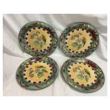 4 Winter Greetings Everyday Goldfinch Plates 11"