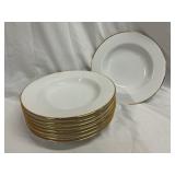 Pier 1 Handpainted White/Gold Band 8 Rimmed Bowls