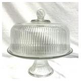Anchor Hocking Cake Plate w/Ribbed Dome Lid
