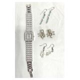 Suzanne Somers Watch & Vntg Earrings