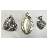 Pendants Heart w/Turquoise, Cut Out Heart & MOP