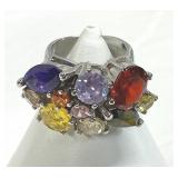 925 Cocktail Ring Multicolor Gemstones Mixed Cuts
