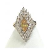 925 Yellow Marquis & CZ Ring Size 7 1/2