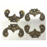4 Vintage Brass Decorative Furniture Plates