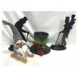 Christmas Metal Silhouette Candleholders, Hat, Etc