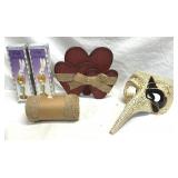 Holiday Box Bunny Figurines, Wall Heart, Mask, Etc