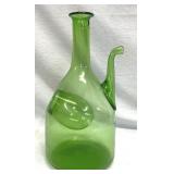 Large Italian Hand Blown Green Glass Wine Bottle
