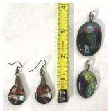 Dichroic Glass Pendants & Pierced Earrings