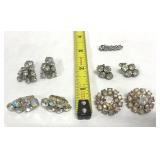 Assorted Rhinestones Iridescent Earrings Vintage