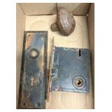 Antique Cast Iron Door Lock, Plate, Knob
