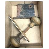 Antique Cast Iron Door Lock, "Halfa" Plates, Knobs