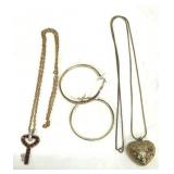 Necklaces & Pierced Earrings Gold Tone Rhinestone