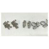Vintage Silver Tone Rhinestone Earrings