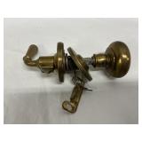 Antique Brass Door Knob, Lever & Plates