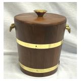 Danish MCM Ice Bucket Walnut Wood Brass Handles